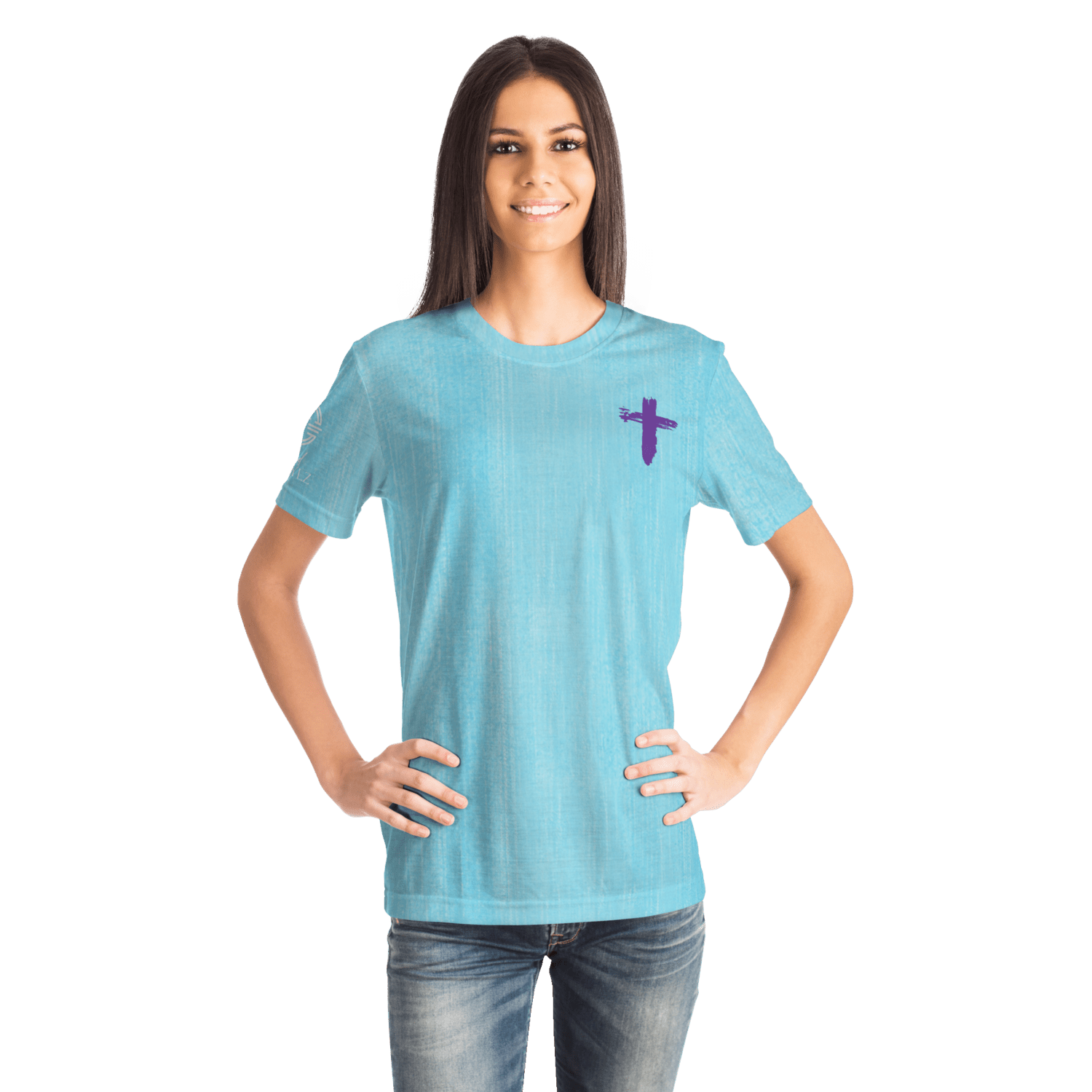 Know/No Jesus-Peace Shirt- Turquoise and Purple - Sacred Stylz