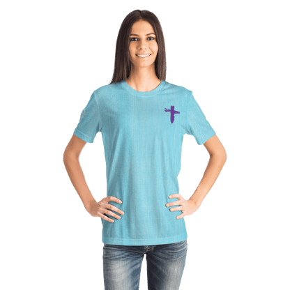 Know/No Jesus-Peace Shirt- Turquoise and Purple - Sacred Stylz