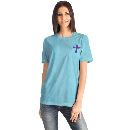 Know/No Jesus-Peace Shirt- Turquoise and Purple - Sacred Stylz