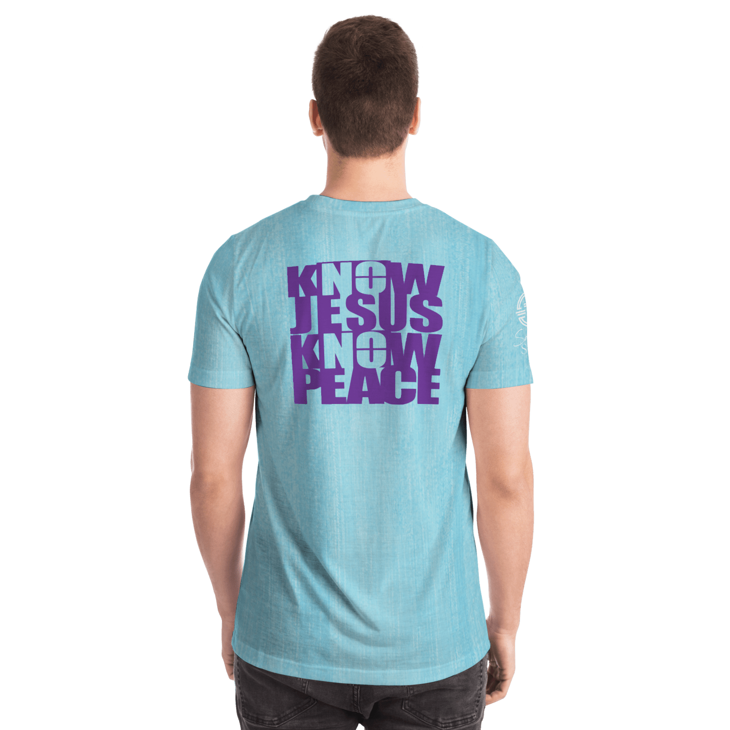 Know/No Jesus-Peace Shirt- Turquoise and Purple - Sacred Stylz