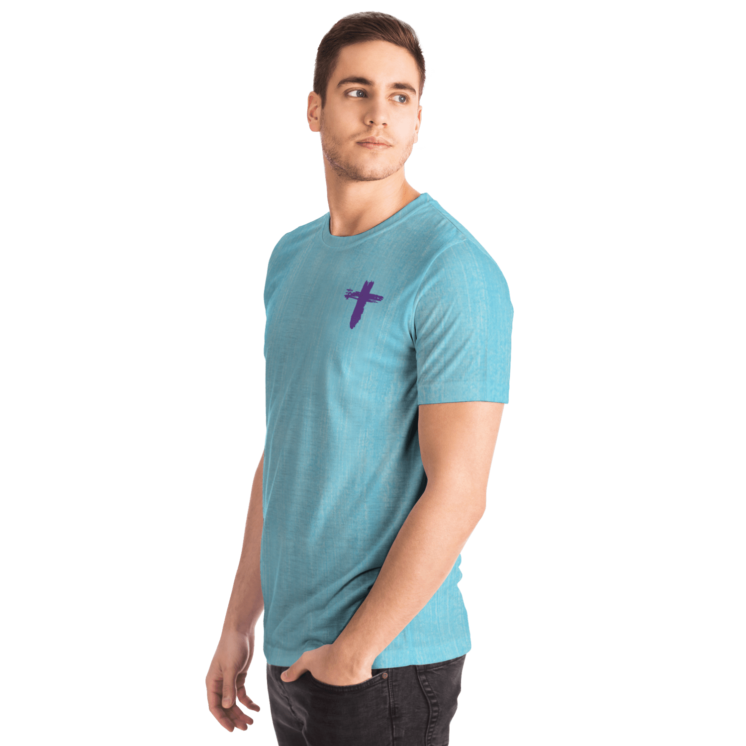 Know/No Jesus-Peace Shirt- Turquoise and Purple - Sacred Stylz