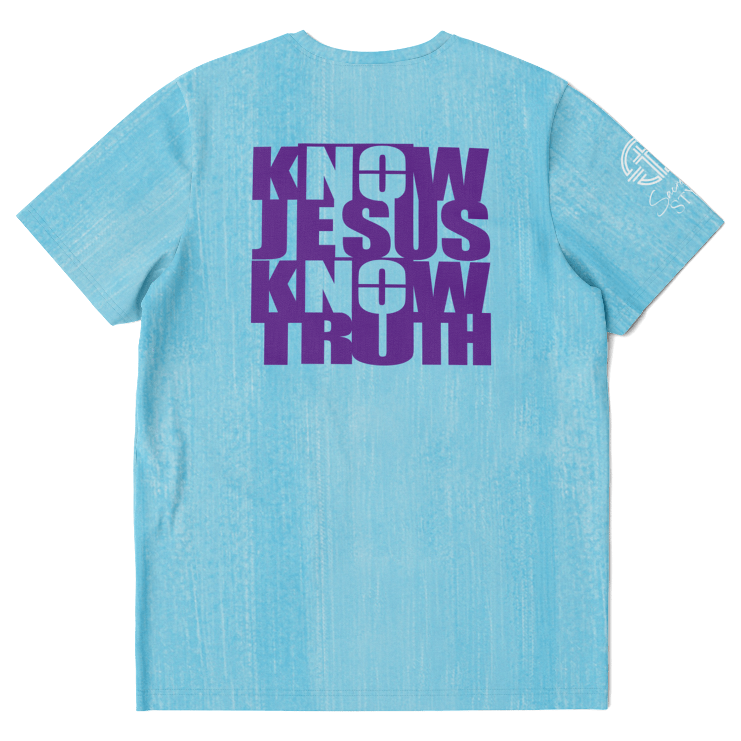 Know/No Jesus-Truth Shirt- Turquoise and Purple - Sacred Stylz