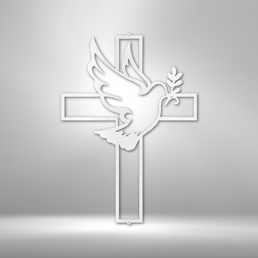 Peaceful Dove Cross - Steel Sign - Sacred Stylz