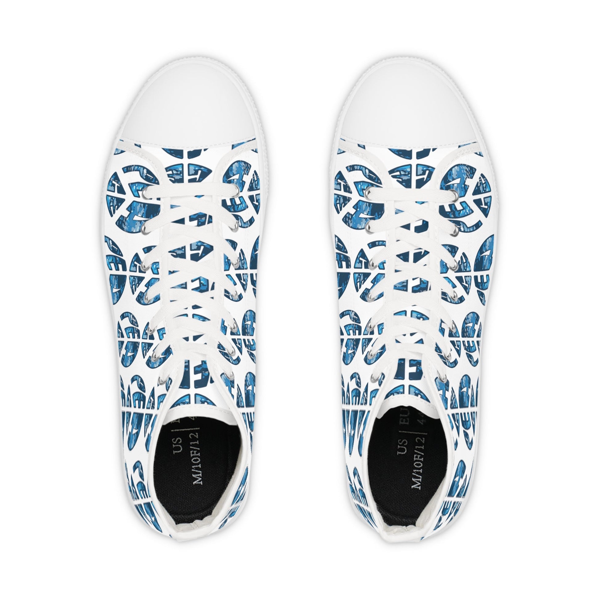 Shoes of Peace - Men's High Top Sneakers (Blue Camo Peace Design) - Sacred Stylz