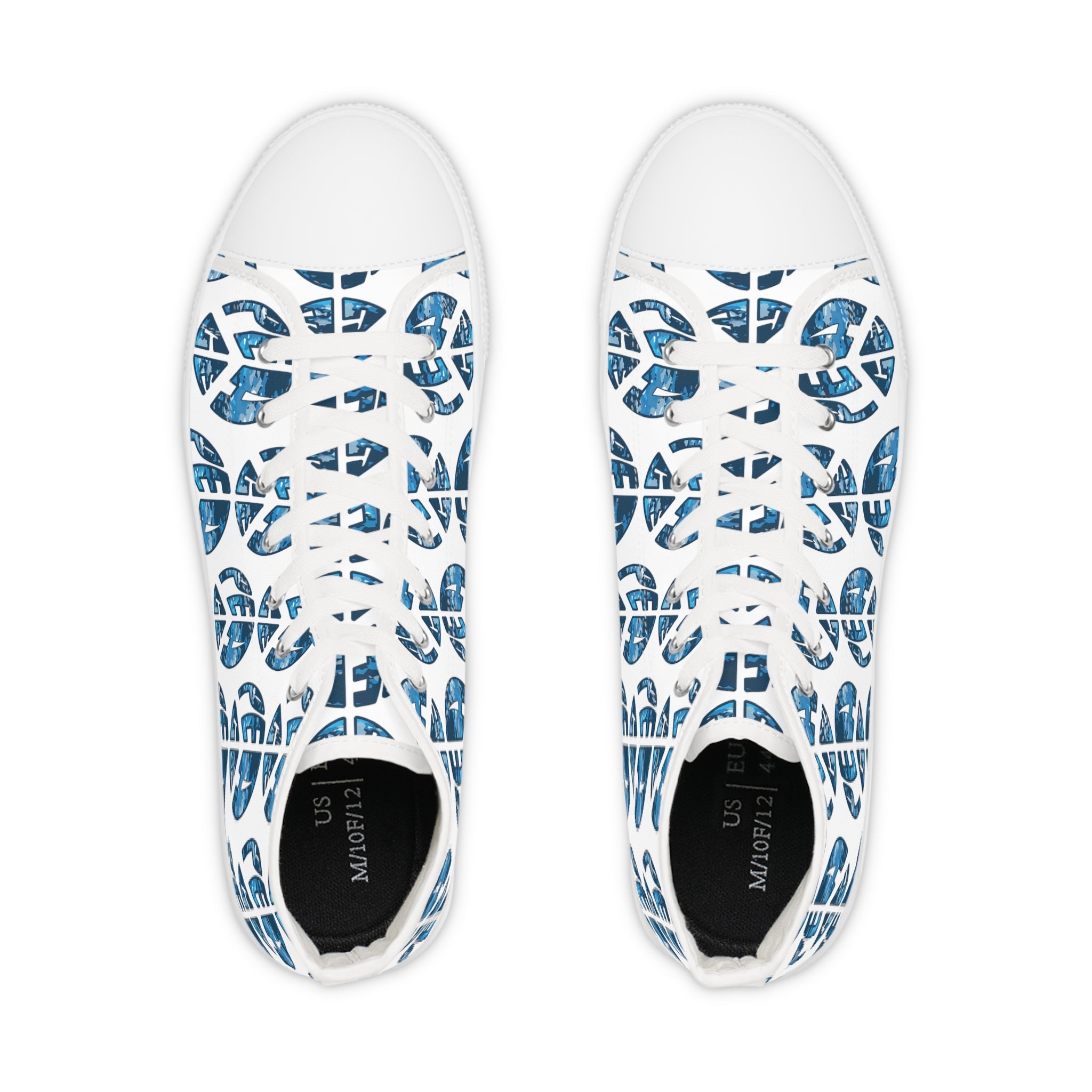 Shoes of Peace - Men's High Top Sneakers (Blue Camo Peace Design) - Sacred Stylz