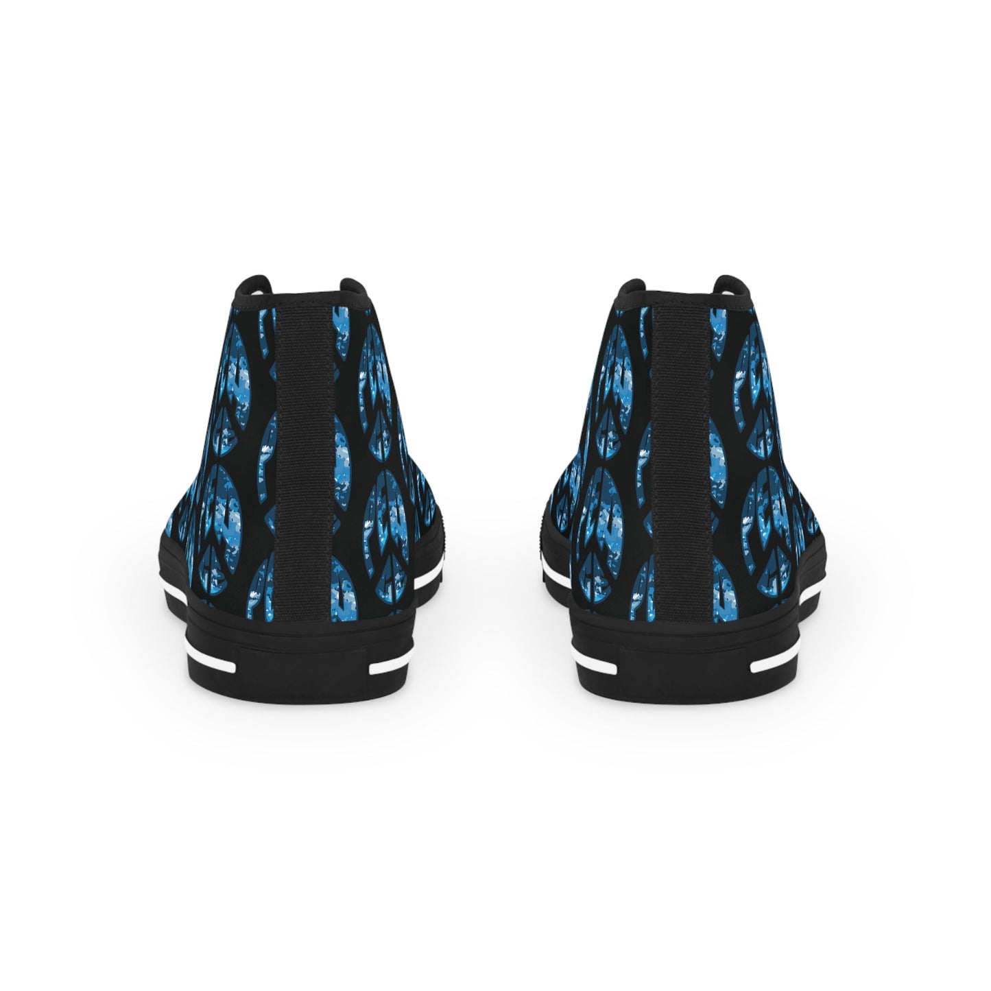 Shoes of Peace - Men's High Top Sneakers (Blue Camo Peace Design) - Sacred Stylz