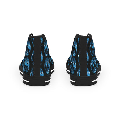 Shoes of Peace - Men's High Top Sneakers (Blue Camo Peace Design) - Sacred Stylz