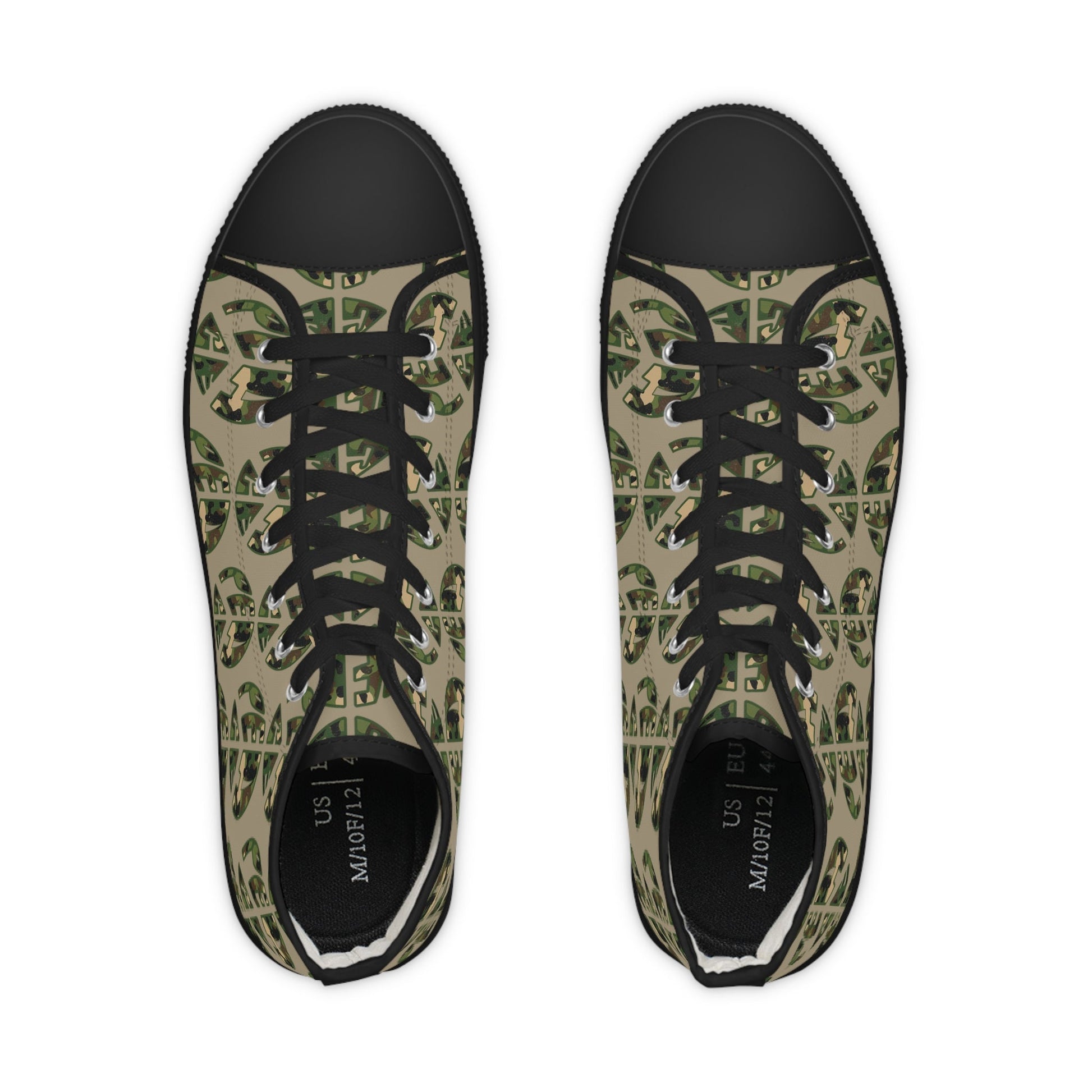 Shoes of Peace - Men's High Top Sneakers (Green Camo Peace Design) - Sacred Stylz