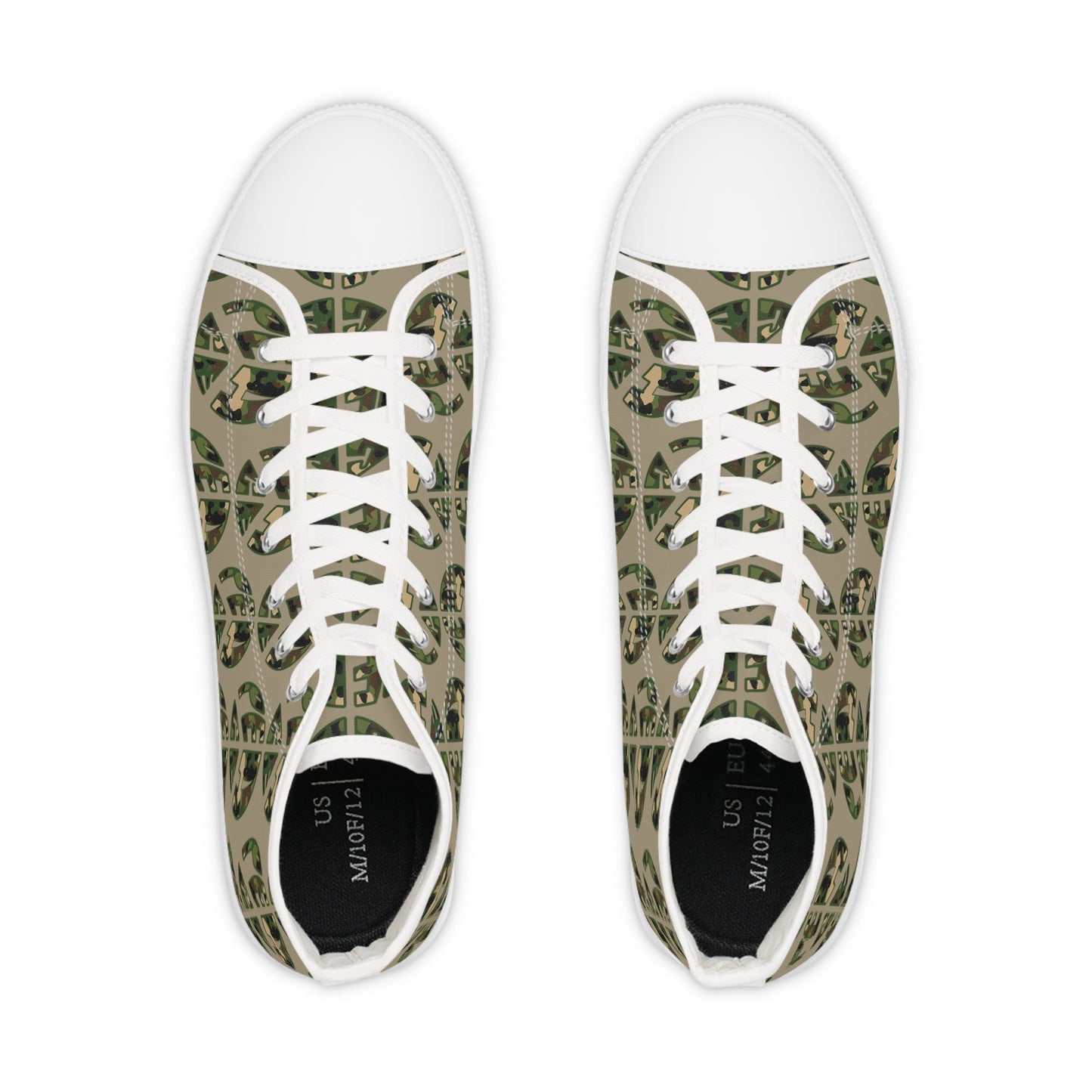 Shoes of Peace - Men's High Top Sneakers (Green Camo Peace Design) - Sacred Stylz