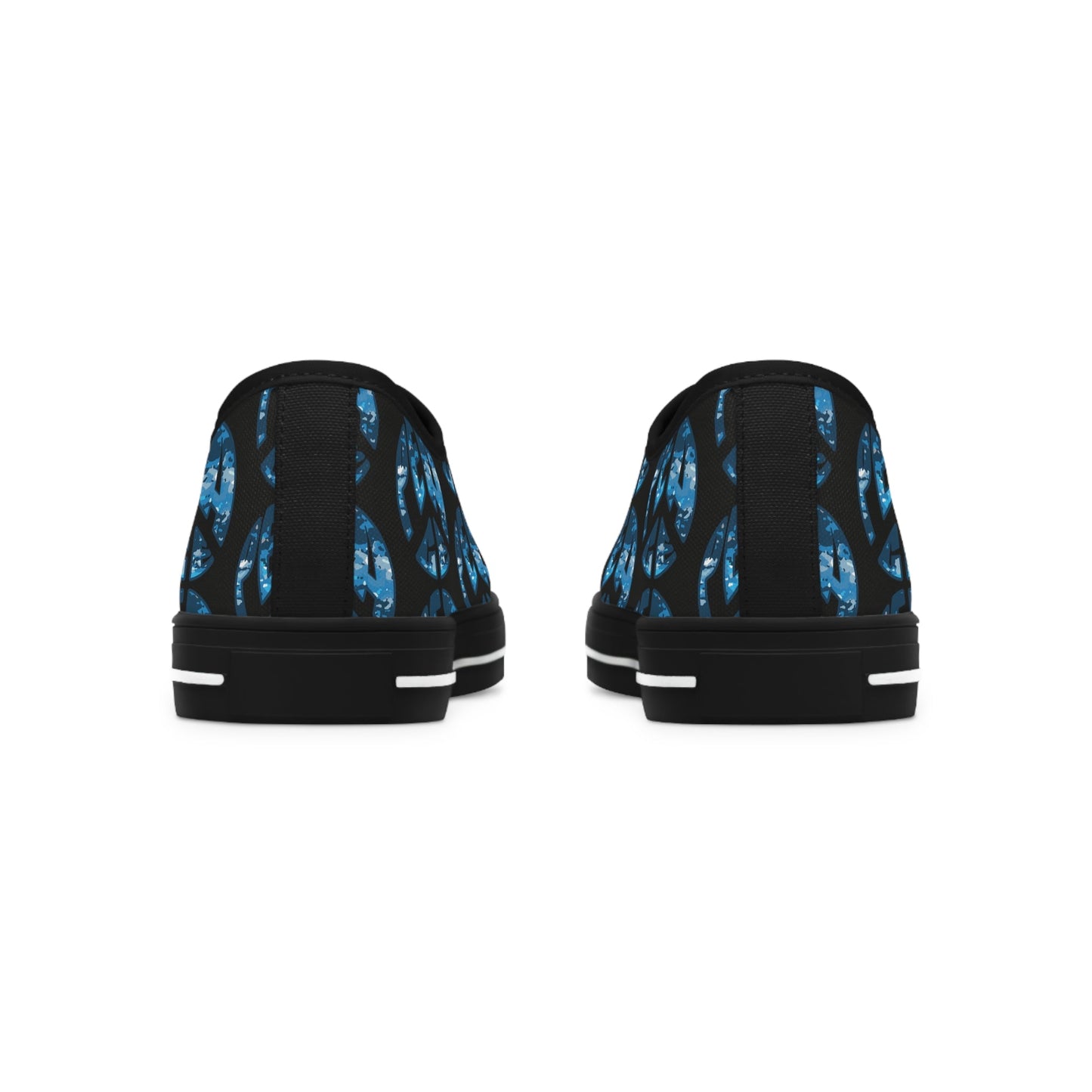 Shoes of Peace - Women's Low Top Sneakers (Blue Camo Peace Design) - Sacred Stylz