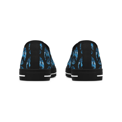 Shoes of Peace - Women's Low Top Sneakers (Blue Camo Peace Design) - Sacred Stylz