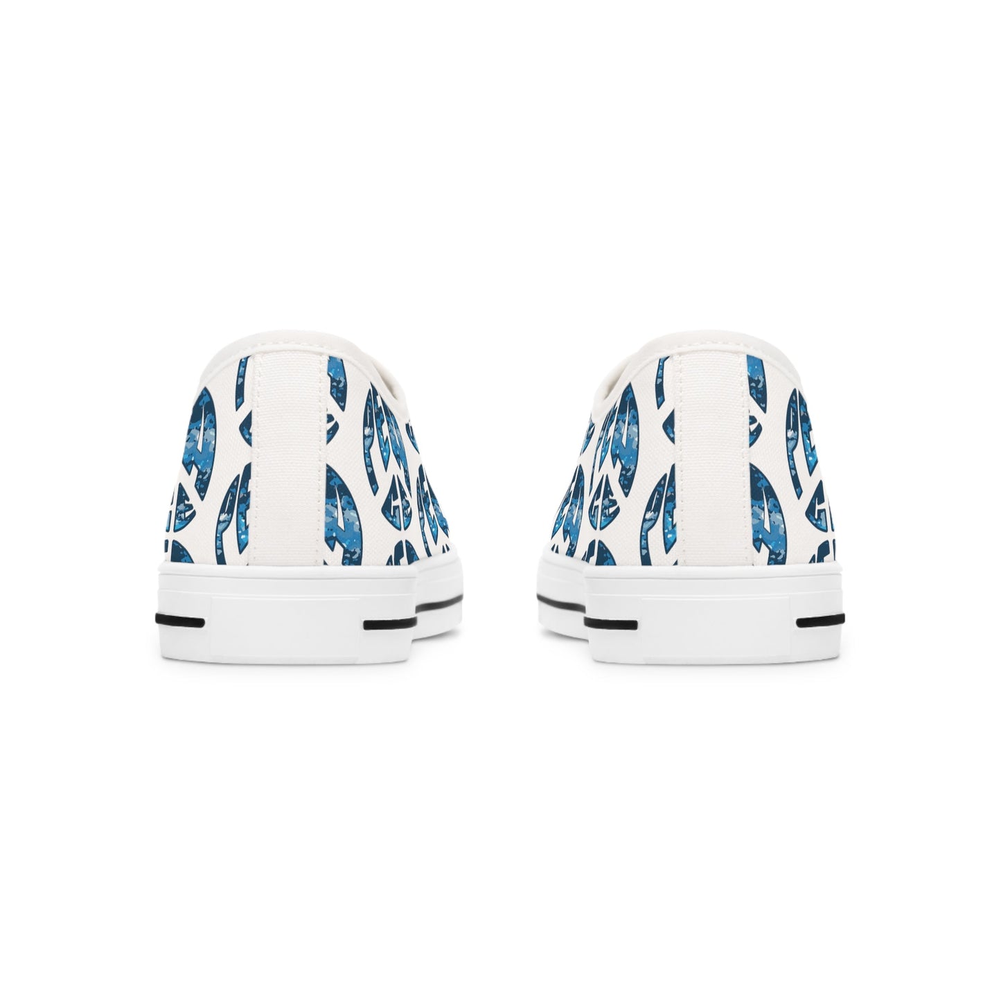 Shoes of Peace - Women's Low Top Sneakers (Blue Camo Peace Design) - Sacred Stylz