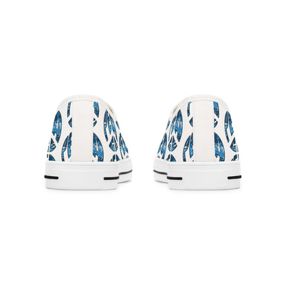 Shoes of Peace - Women's Low Top Sneakers (Blue Camo Peace Design) - Sacred Stylz