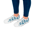 Shoes of Peace - Women's Low Top Sneakers (Blue Camo Peace Design) - Sacred Stylz