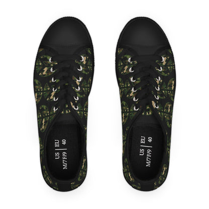 Shoes of Peace - Women's Low Top Sneakers (Green Camo Peace Design) - Sacred Stylz