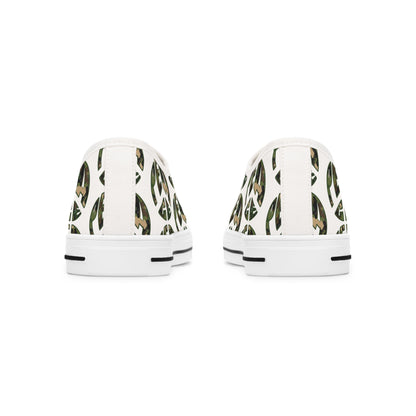 Shoes of Peace - Women's Low Top Sneakers (Green Camo Peace Design) - Sacred Stylz