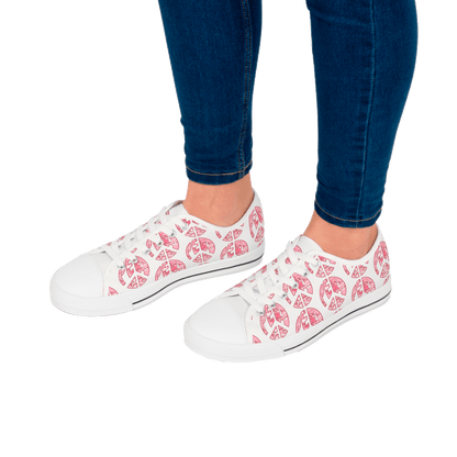 Shoes of Peace - Women's Low Top Sneakers (Pink Camo Peace Design) - Sacred Stylz