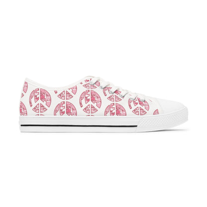 Shoes of Peace - Women's Low Top Sneakers (Pink Camo Peace Design) - Sacred Stylz