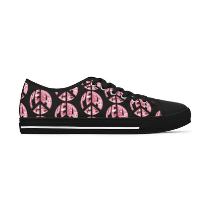 Shoes of Peace - Women's Low Top Sneakers (Pink Camo Peace Design) - Sacred Stylz