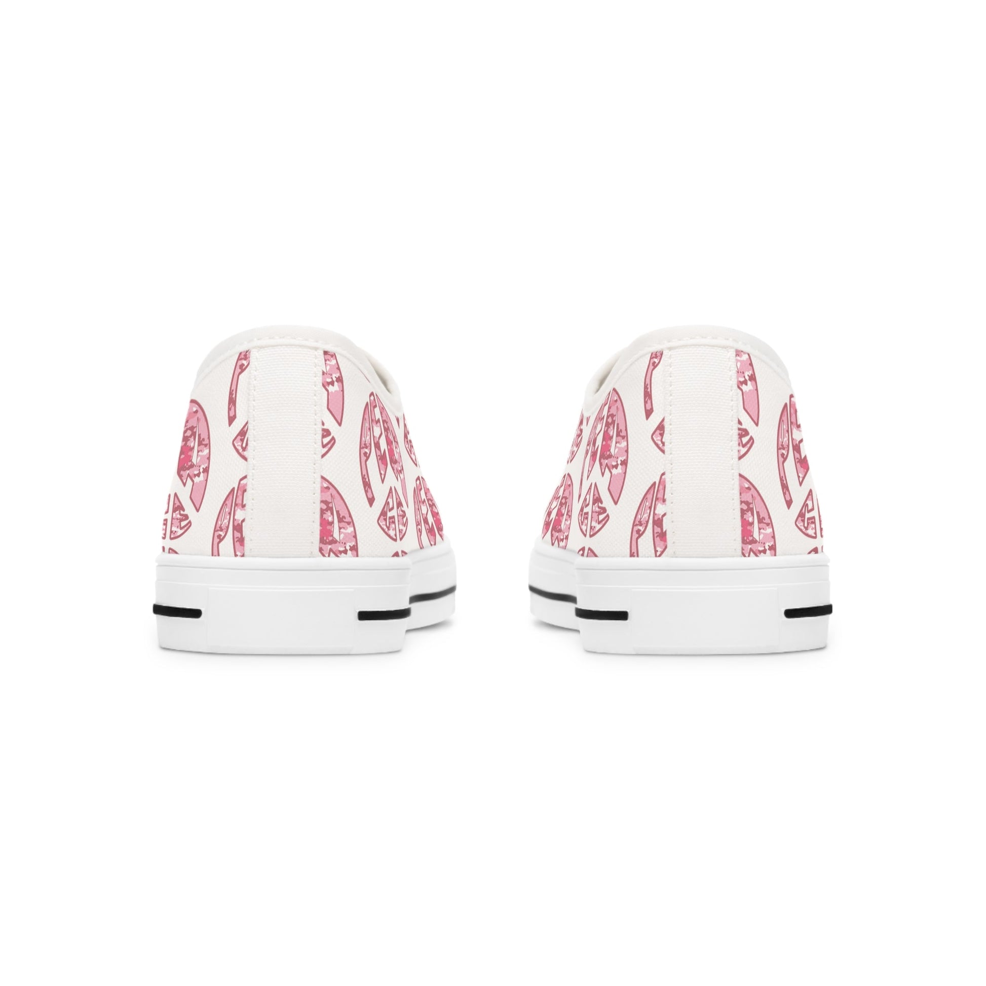 Shoes of Peace - Women's Low Top Sneakers (Pink Camo Peace Design) - Sacred Stylz