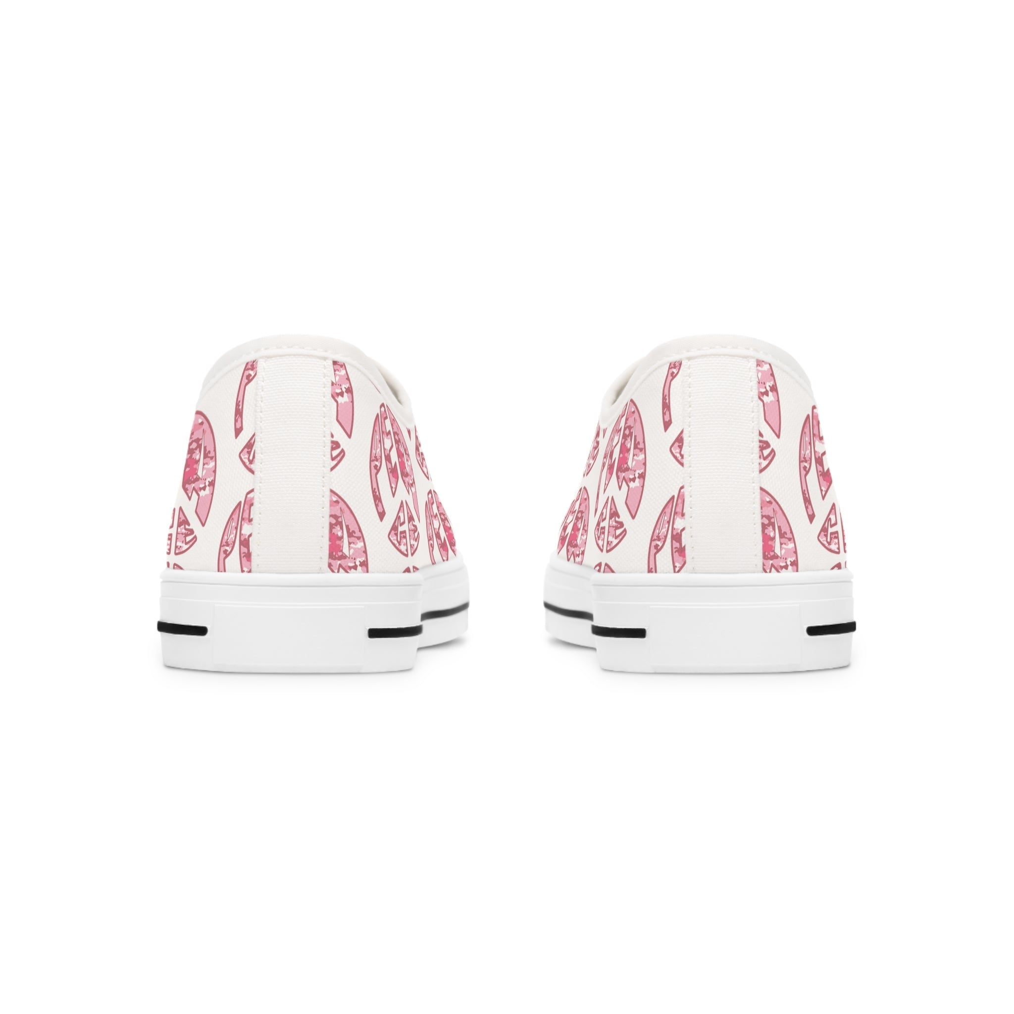 Shoes of Peace - Women's Low Top Sneakers (Pink Camo Peace Design) - Sacred Stylz