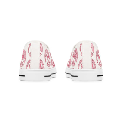 Shoes of Peace - Women's Low Top Sneakers (Pink Camo Peace Design) - Sacred Stylz