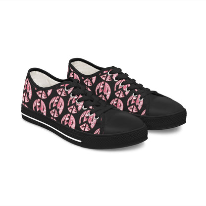 Shoes of Peace - Women's Low Top Sneakers (Pink Camo Peace Design) - Sacred Stylz