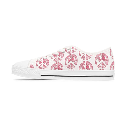 Shoes of Peace - Women's Low Top Sneakers (Pink Camo Peace Design) - Sacred Stylz