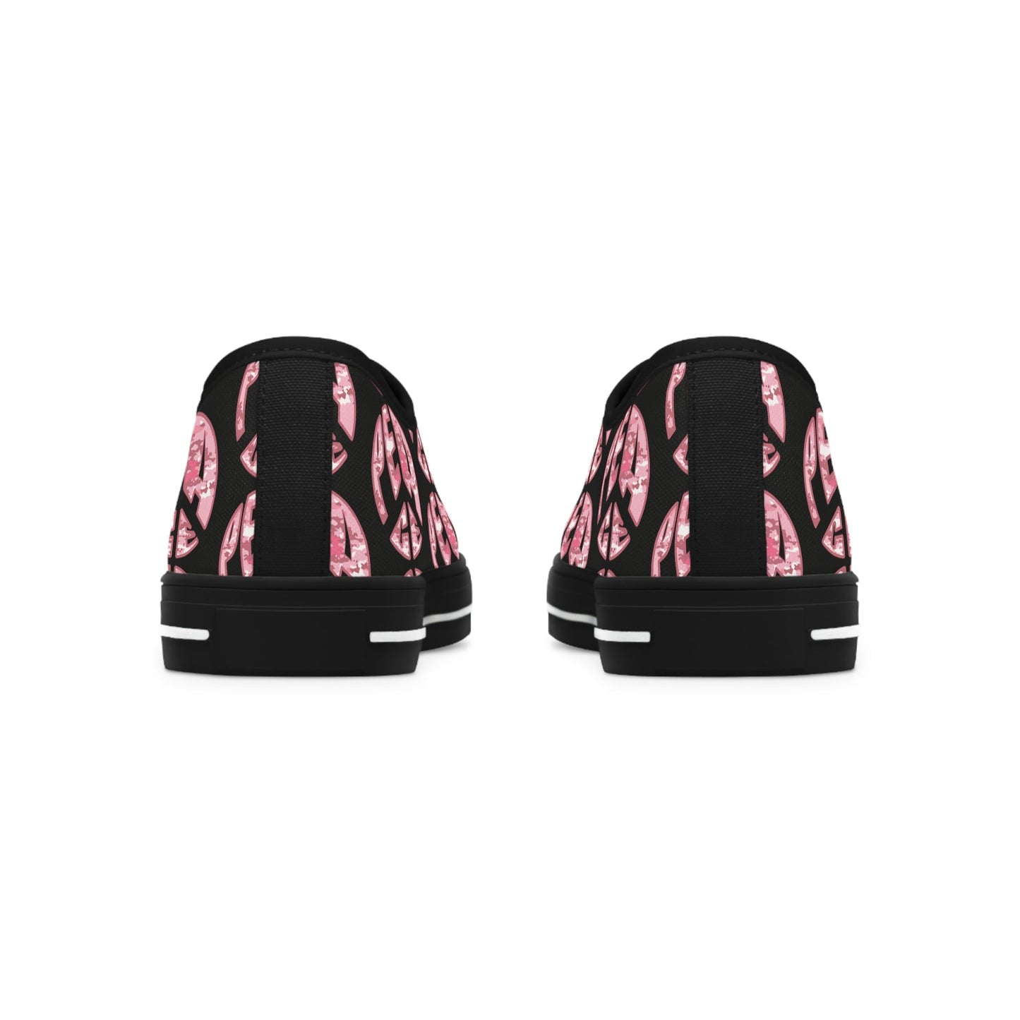 Shoes of Peace - Women's Low Top Sneakers (Pink Camo Peace Design) - Sacred Stylz