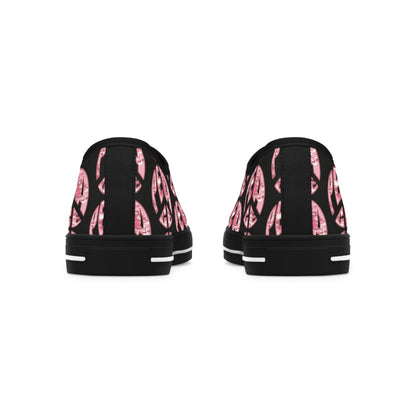 Shoes of Peace - Women's Low Top Sneakers (Pink Camo Peace Design) - Sacred Stylz