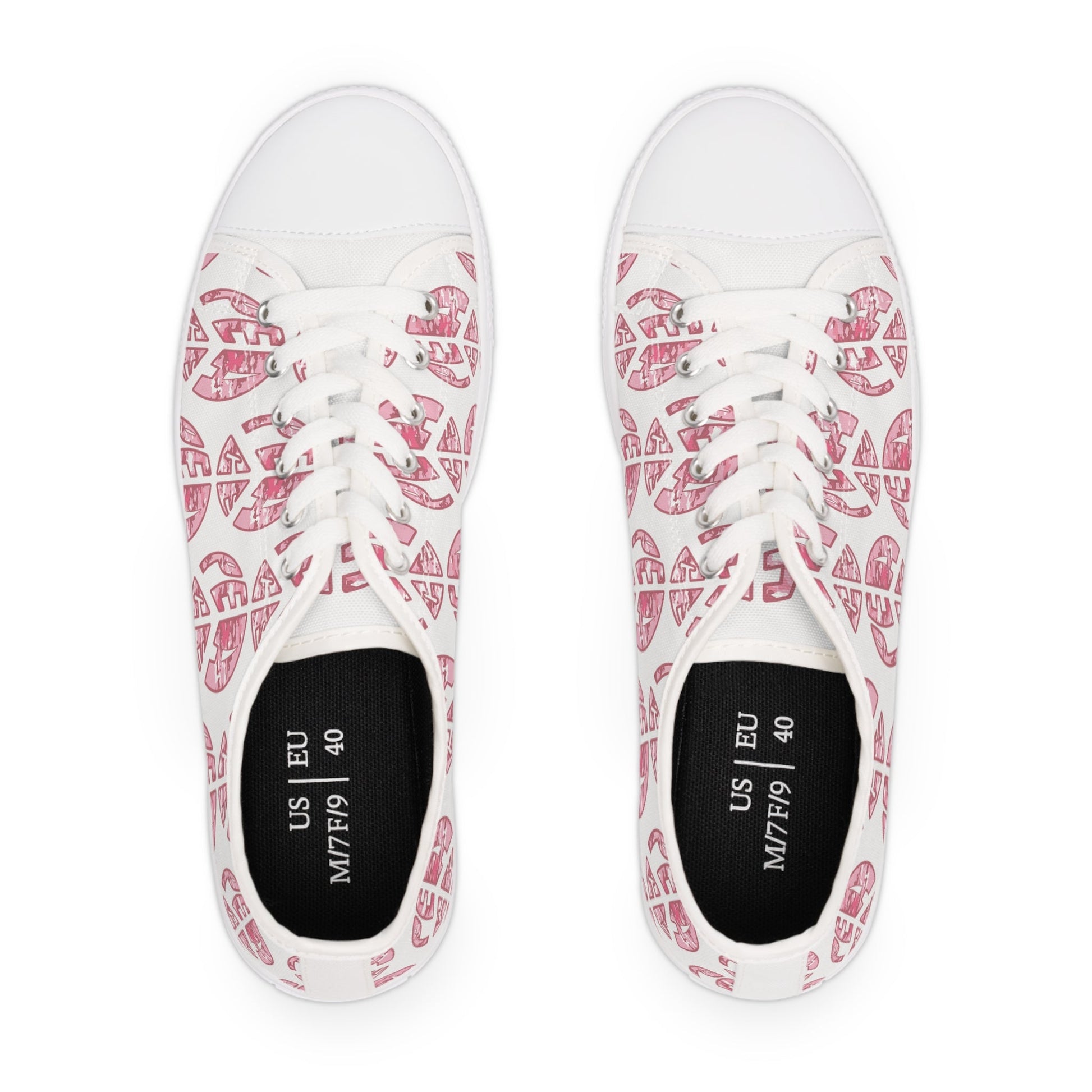 Shoes of Peace - Women's Low Top Sneakers (Pink Camo Peace Design) - Sacred Stylz